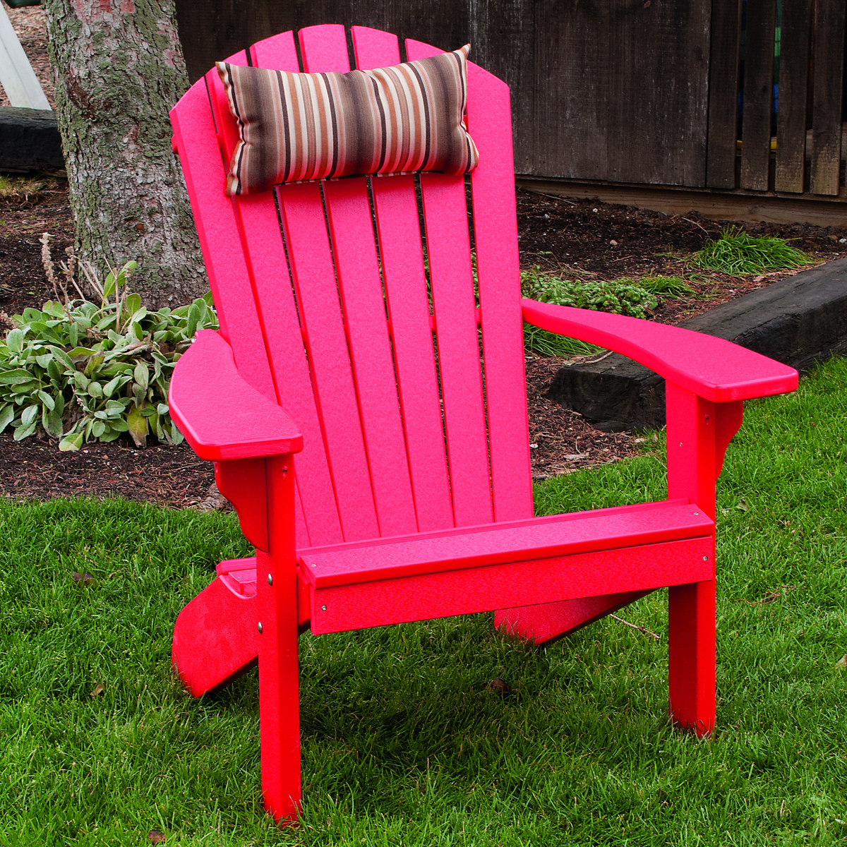 Item 880 Fanback Adirondack-Bright Red w Item 1010 Head Pillow-Maroon 